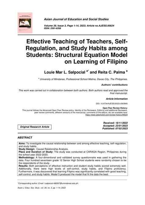 self regulation in tagalog|Effective Teaching of Teachers, Self.